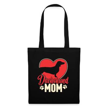 Dackel Mama Geschenk - Stoffbeutel - Schwarz - Vorne