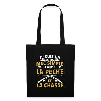 Je Suis Un Mec Simple J'aime La Pêche Et La Chasse - Sac en tissu - noir - Devant
