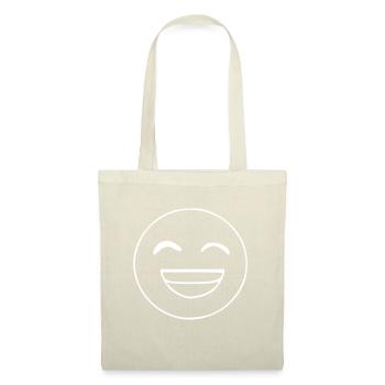 Emoji grinsend Skizze weiß - Stoffbeutel - Natur - Vorne