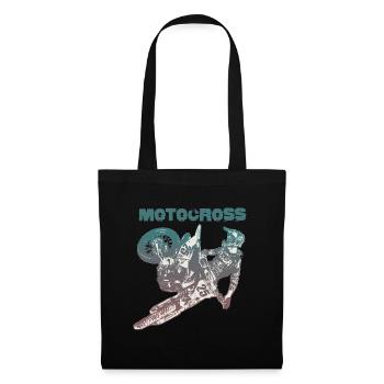 Motocross moto cross biker - Sac en tissu - noir - Devant