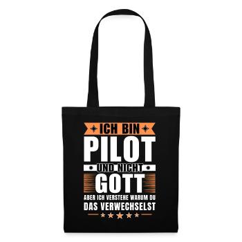 Ich bin Pilot und nicht Gott - Stoffbeutel - Schwarz - Vorne