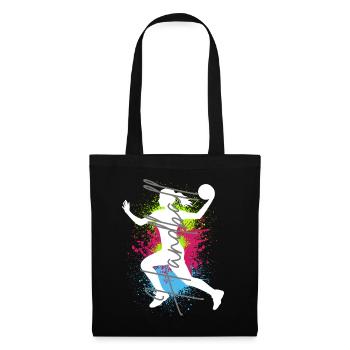 Handballerin Handball Frau Sport Handballspielerin - Stoffbeutel - Schwarz - Vorne