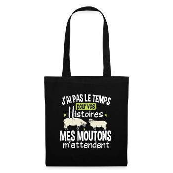 Mouton Moutons Brebis Fermier Berger Humour Noël - Sac en tissu - noir - Devant