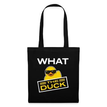 Quietscheente, Rubber Ducky, What the Duck, Enten - Stoffbeutel - Schwarz - Vorne