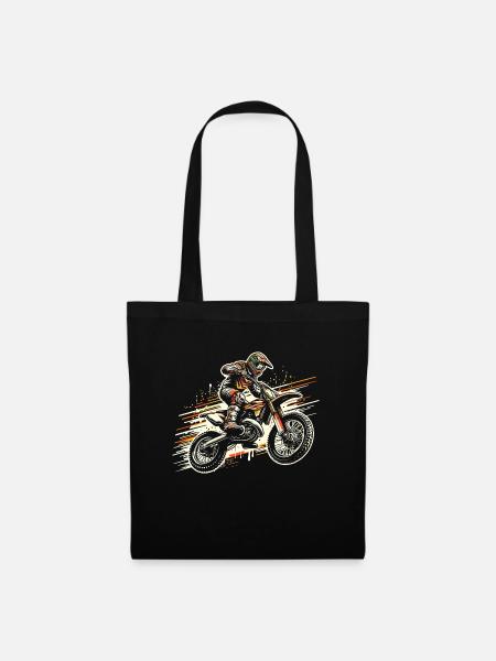 Retro Motocross Geschenk - Vintage Dirtbike - Stoffbeutel - Schwarz