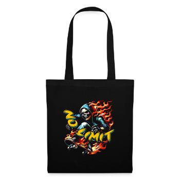 No Limit Skull Skeleton sur skateboard - Sac en tissu - noir - Devant