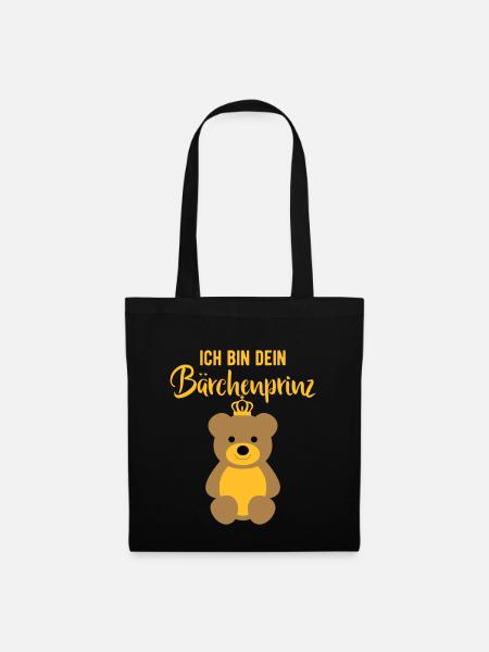 Bär Bärchen Teddy Prinz Spruch Geschenk für Mann - Stoffbeutel - Schwarz