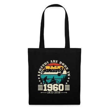 Janvier 1960. Cadeau d'anniversaire janvier 1960. - Sac en tissu - noir - Devant