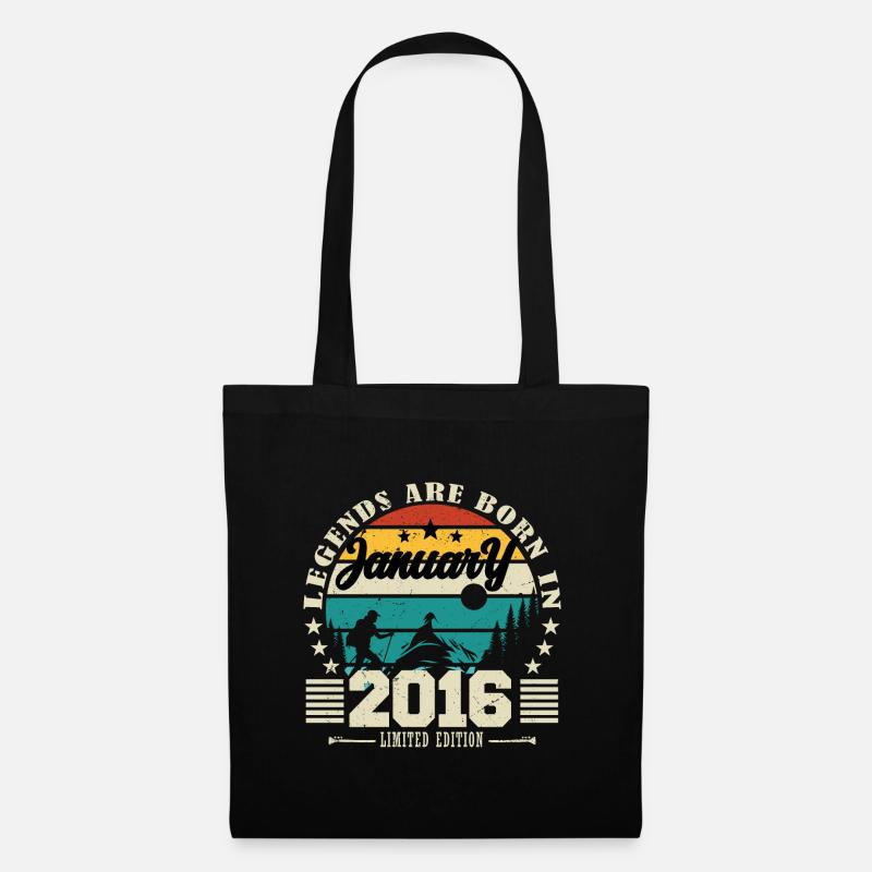 Januar 2016. Geburtstagsgeschenk Januar 2016. - Stoffbeutel - Schwarz