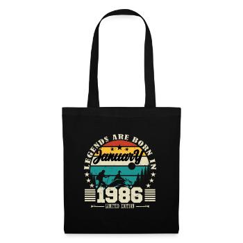 Janvier 1986. Cadeau d'anniversaire janvier 1986. - Sac en tissu - noir - Devant