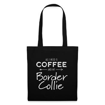 Border Collie und Kaffee - Stoffbeutel - Schwarz - Vorne