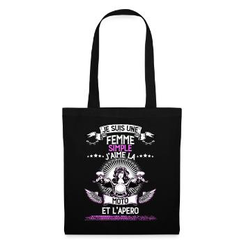 Femme Simple Moto Apéro Motarde - Sac en tissu - noir - Devant