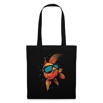 Poisson avec des lunettes de soleil - Sac en tissu - noir - Devant