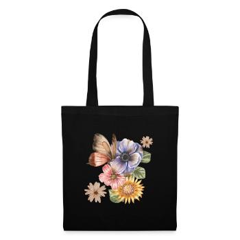 BLUMEN & SCHMETTERLING - Stoffbeutel - Schwarz - Vorne