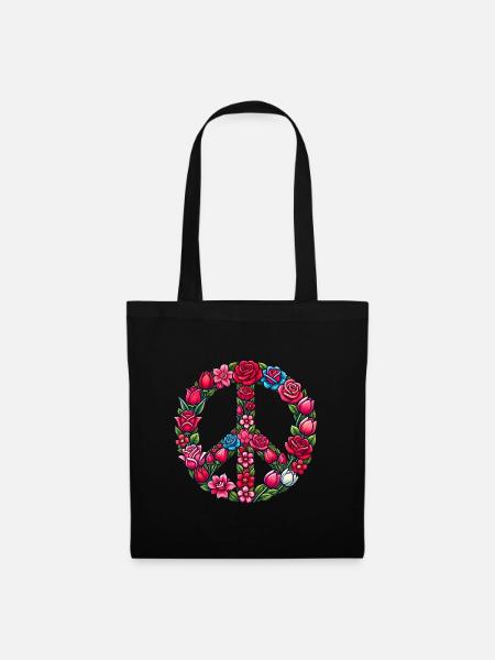 Valentinstag Peace Zeichen Logo - Stoffbeutel - Schwarz