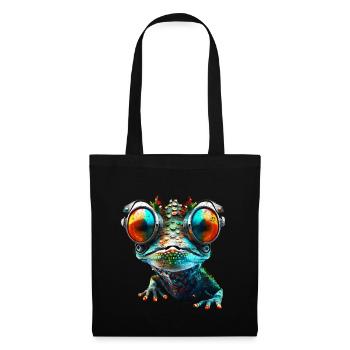 Gecko, Robot, Cyborg, Glasses, Lizard, Animal, Humor - Tote Bag - black - Front