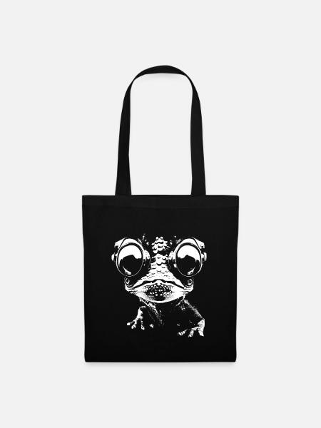Gecko, Robot, Cyborg, Lunettes, Lézard, Animal, Humour - Sac en tissu - noir