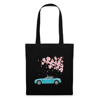 Auto mit Kirschblüten - Stoffbeutel - Schwarz - Vorne
