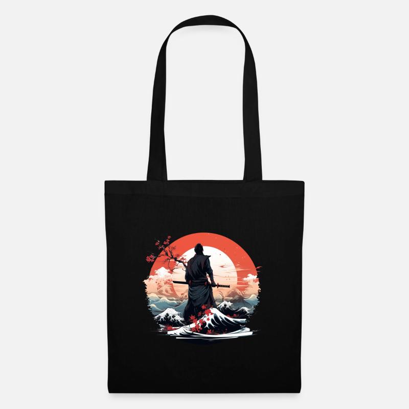 Samurai mit Katana - Stoffbeutel - Schwarz