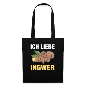 Ich liebe Ingwer Ginger Geschenk - Stoffbeutel - Schwarz - Vorne