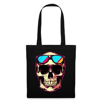 Totenkopf mit Sonnenbrille - Stoffbeutel - Schwarz - Vorne