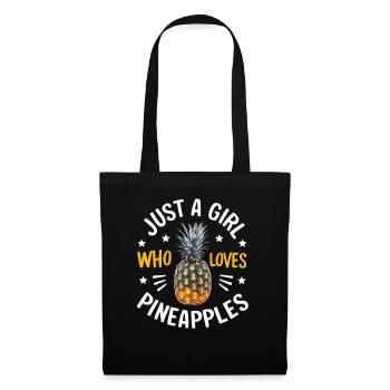 Ananas tropische hawaiianische Frucht - Stoffbeutel - Schwarz - Vorne