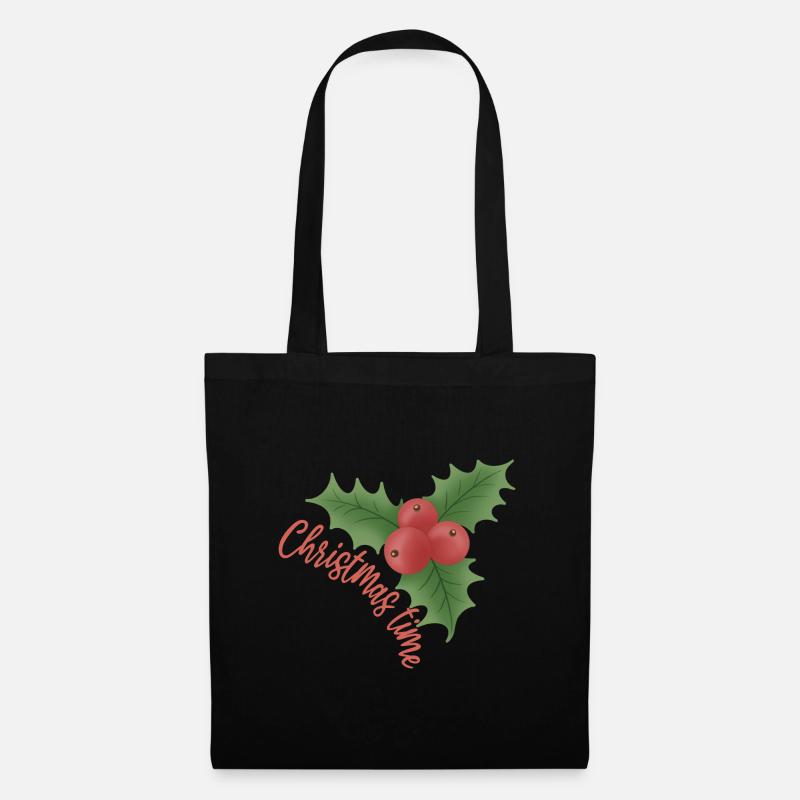 Christmas time - Mistelzweig mit roten Beeren - Stoffbeutel - Schwarz