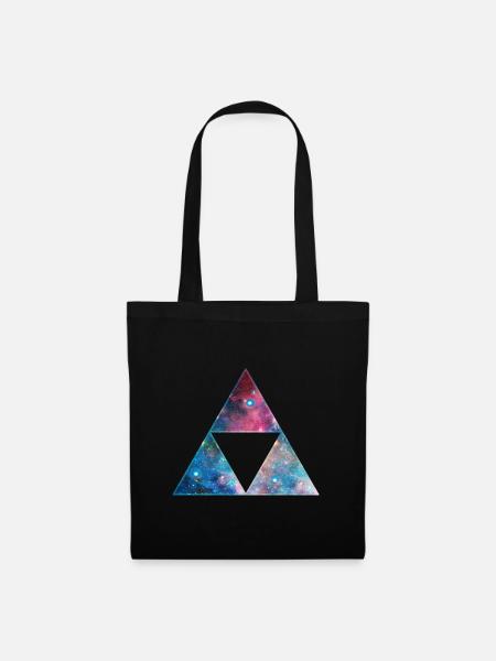 Dreieck Triforce Sierpinski Fraktal Universum Nerd - Stoffbeutel - Schwarz