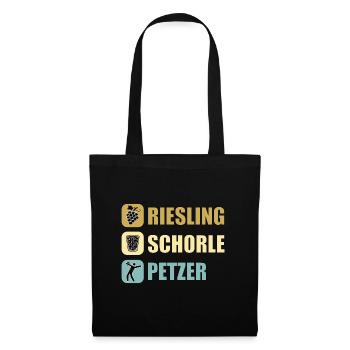 Schorle Riesling Pfalz Mundart Woi Dubbeglas Motiv - Stoffbeutel - Schwarz - Vorne
