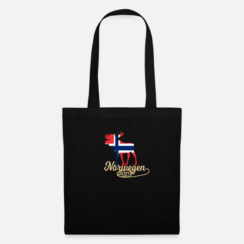 Elch Norwegen Flagge Urlaub Geschenk 2019 - Stoffbeutel - Schwarz