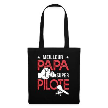 Cadeau papa meilleur papa pilote de delta plane - Sac en tissu - noir - Devant