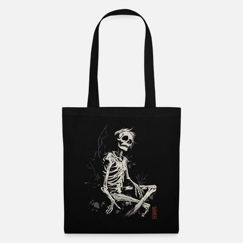 Sitting Skeleton - Stoffbeutel - Schwarz