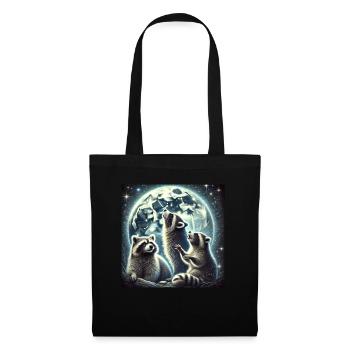 Three Raccoons Howl to the Moon Fantasy Art - Tote Bag - black - Front