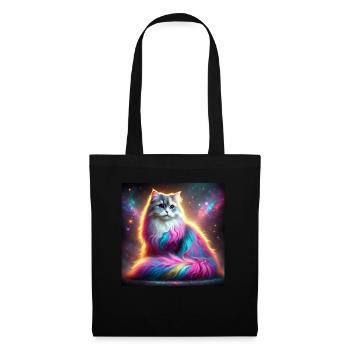 Chat magique de la galaxie avec fourrure arc-en-ciel - Sac en tissu - noir - Devant