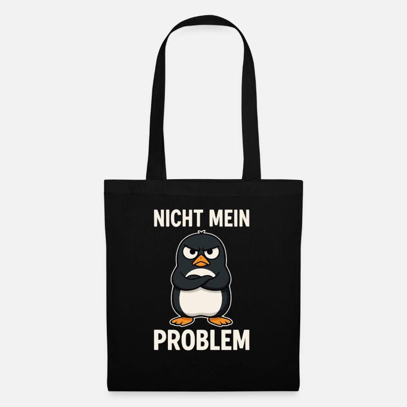 Grimmiger Pinguin – Nicht mein Problem - Stoffbeutel - Schwarz