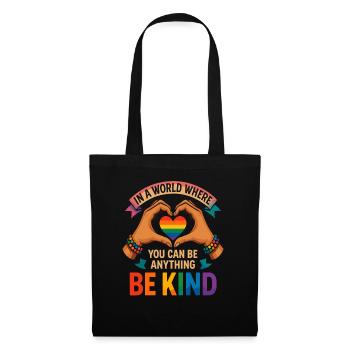 Be Kind - Regenbogenherz Design - Stoffbeutel - Schwarz - Vorne