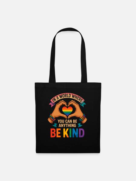 Be Kind - Regenbogenherz Design - Stoffbeutel - Schwarz