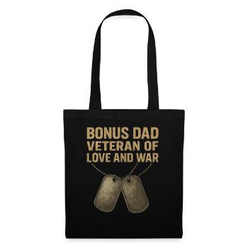 Bonus Dad - Veteran with Dogtags - Tote Bag - black - Front