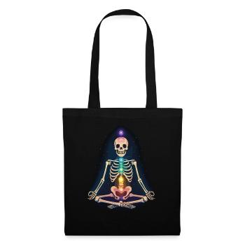 Skelett Yoga - Chakren Meditation - Stoffbeutel - Schwarz - Vorne