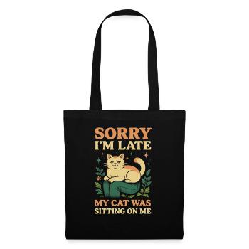 Sorry I'm Late My Cat Was Sitting On Me - Tote Bag - black - Front