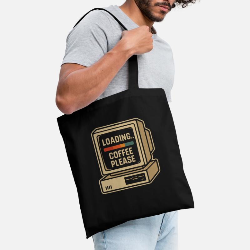 Loading Coffee Please Retro Computer Tote Bag