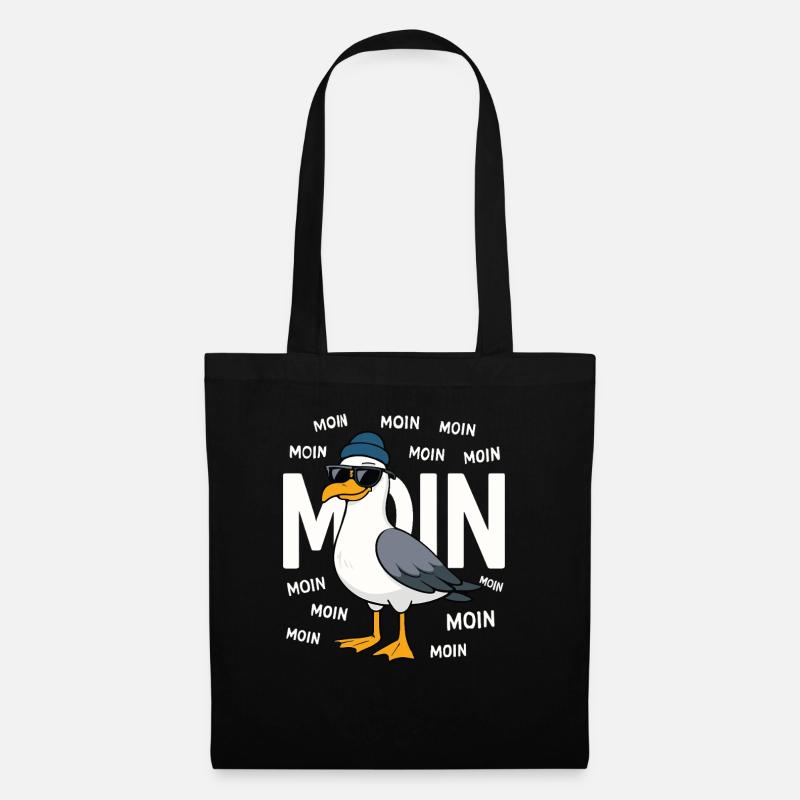 Moin Möwe – Norddeutsch & Lustig - Stoffbeutel - Schwarz