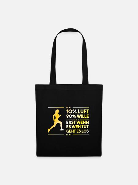 Laufshirt motivation Frauen Jogging Sport Geschenk - Stoffbeutel - Schwarz