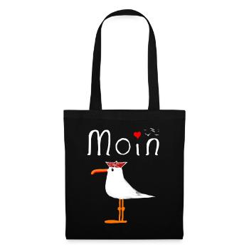 Moin Möwe Seemann Unisex Geschenkidee Geschenk - Stoffbeutel - Schwarz - Vorne