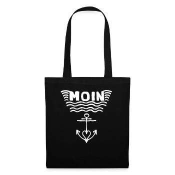 Moin Anker Logo | Meer Miesmuschelartwuermchen - Stoffbeutel - Schwarz - Vorne