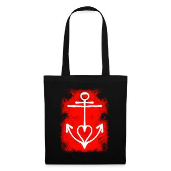 Anker Motiv maritim Retro Vintage Anchor - Stoffbeutel - Schwarz - Vorne