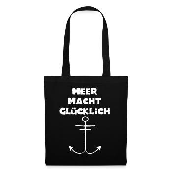 Meer macht glücklich Plattdeutsch Moin geschenk - Stoffbeutel - Schwarz - Vorne