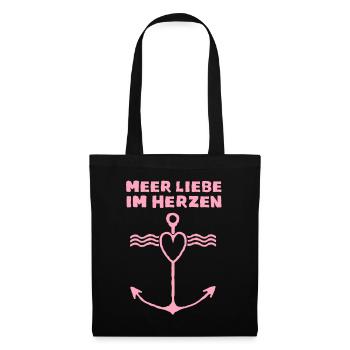 Meerliebe hoodie Meer Liebe im Herzen Heimat - Stoffbeutel - Schwarz - Vorne