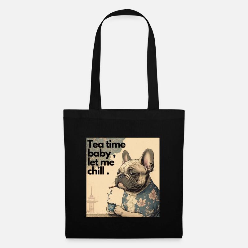 French Bulldog Chill-Modus - Stoffbeutel - Schwarz