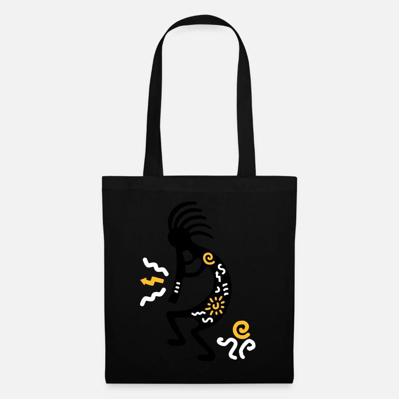 kokopelli carving amerikanisch - Stoffbeutel - Schwarz